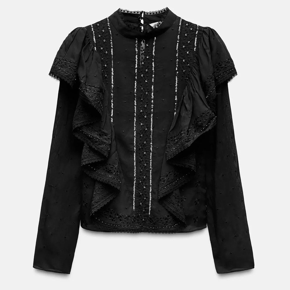 Zara Romantic Ruffled Blouse ZW Collection